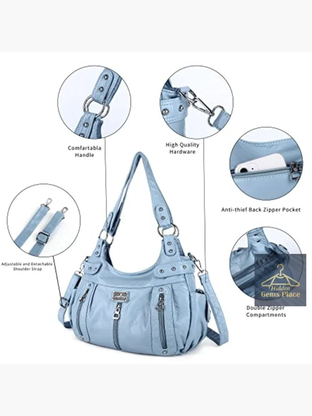 Large Faux Leather Crossbody Hobo Satchel Shoulder Handbag Tote Purse